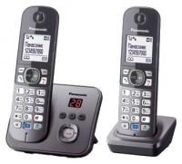 Р/Телефон Dect Panasonic KX-TG6822RUM серый металлик (труб. в компл.:2шт) автоответчик АОН 
